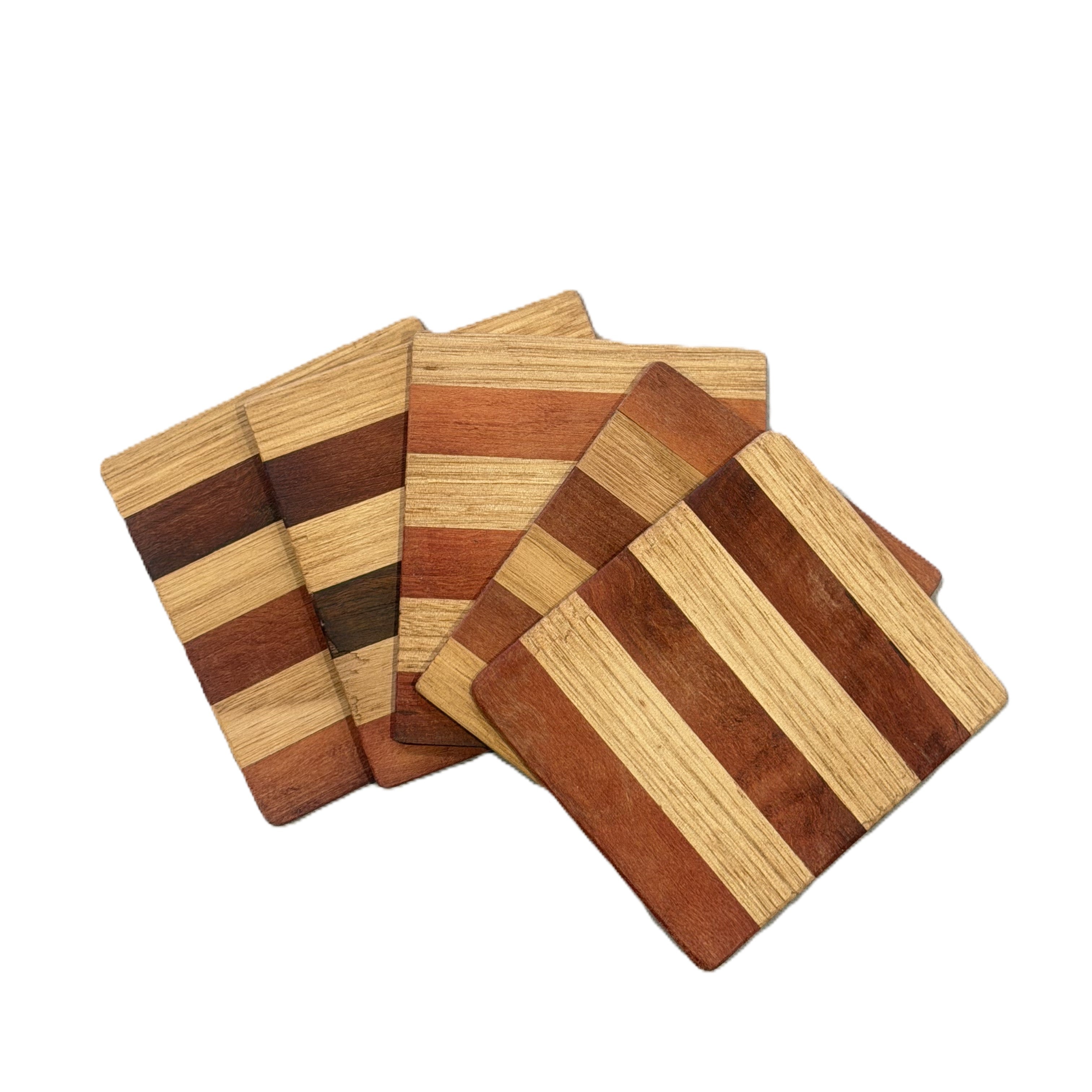 Set of 5 handmade Solid Wood Coasters