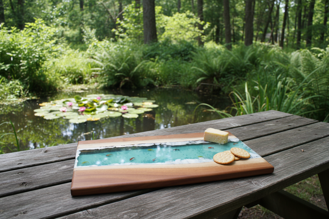 Handcrafted River Resin Serving Board – Unique Artistic Design