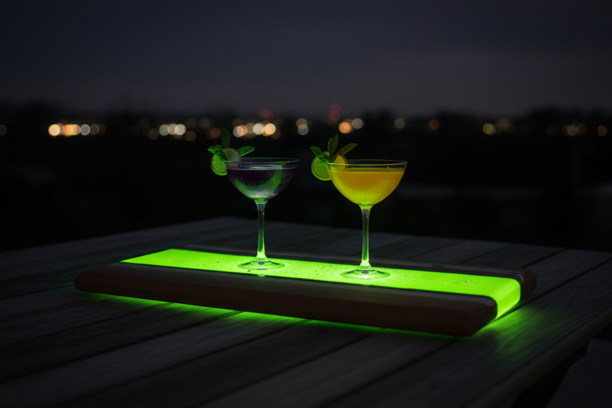 Ironbark & Glow-in-the-Dark Resin Serving Board – A Striking Fusion of Nature and Light